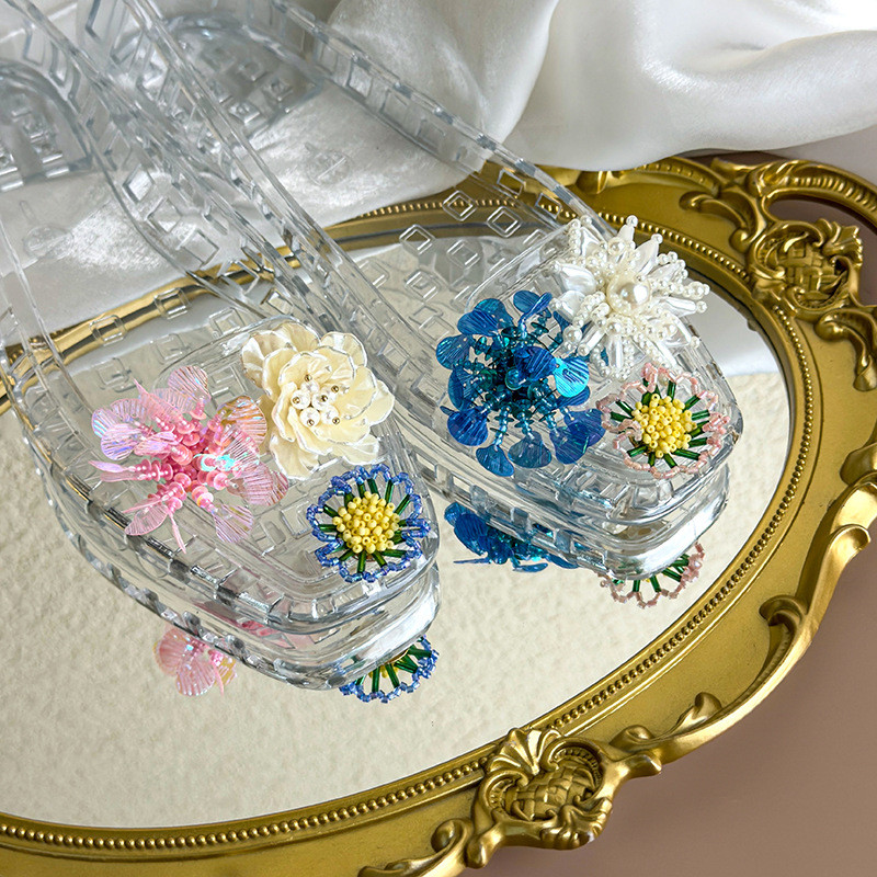 Phụ kiện giày lỗ Jelly, hoa pha lê trang trí đính hạt, thích hợp DIY, khóa giày nhiều màu