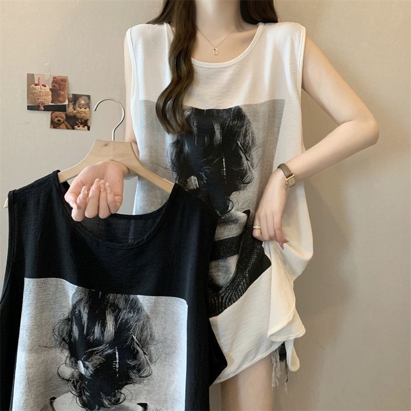 Áo vest nữ size lớn phong cách châu Âu - Mỹ, in hình đẹp, phù hợp mặc bên trong mùa hè