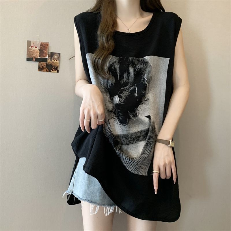 Áo vest nữ size lớn phong cách châu Âu - Mỹ, in hình đẹp, phù hợp mặc bên trong mùa hè