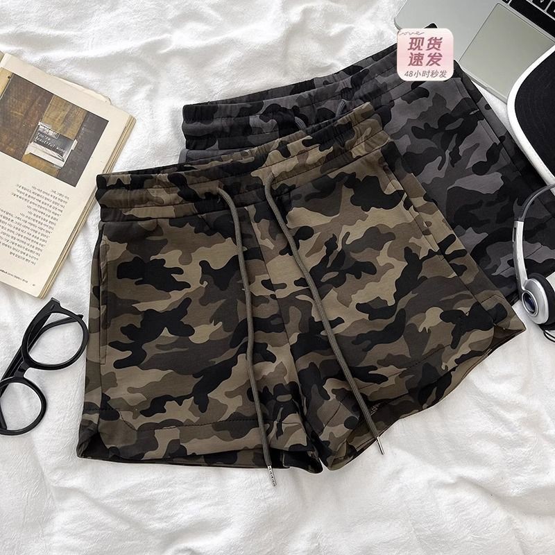 Quần short nữ ống rộng dây rút co giãn cao cấp phong cách Mỹ, ôm dáng, thời trang thường ngày