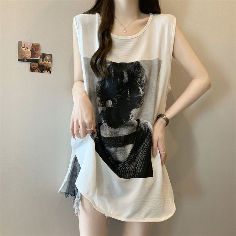 Áo vest nữ size lớn phong cách châu Âu - Mỹ, in hình đẹp, phù hợp mặc bên trong mùa hè