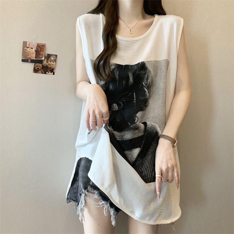Áo vest nữ size lớn phong cách châu Âu - Mỹ, in hình đẹp, phù hợp mặc bên trong mùa hè
