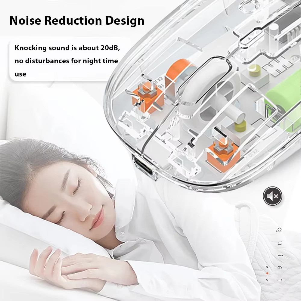 Chuột Bluetooth 2.4G Chuột Không Dây Chế Độ Kép Chuột Trong Suốt 1600 DPI Chuột Im Lặng Sạc Chuột Cho PC Laptop Macbook