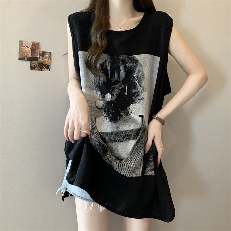 Áo vest nữ size lớn phong cách châu Âu - Mỹ, in hình đẹp, phù hợp mặc bên trong mùa hè
