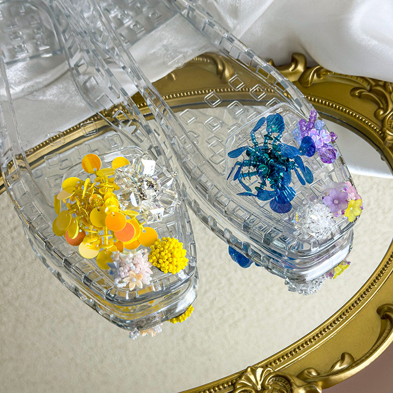 Phụ kiện giày lỗ Jelly, hoa pha lê trang trí đính hạt, thích hợp DIY, khóa giày nhiều màu