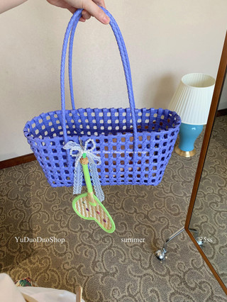 Have u desgin ins Túi Dệt Dung Tích Lớn Giỏ Rau Di Động Đi Biển Kỳ Nghỉ Handmade Quạt Mặt Dây Chuyền Túi Đi Biển
