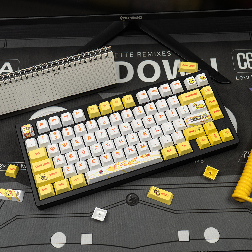 Pokemon Pikachu Keycaps Vàng Trắng PBT Cherry Profile Keycap Bộ Bàn ...