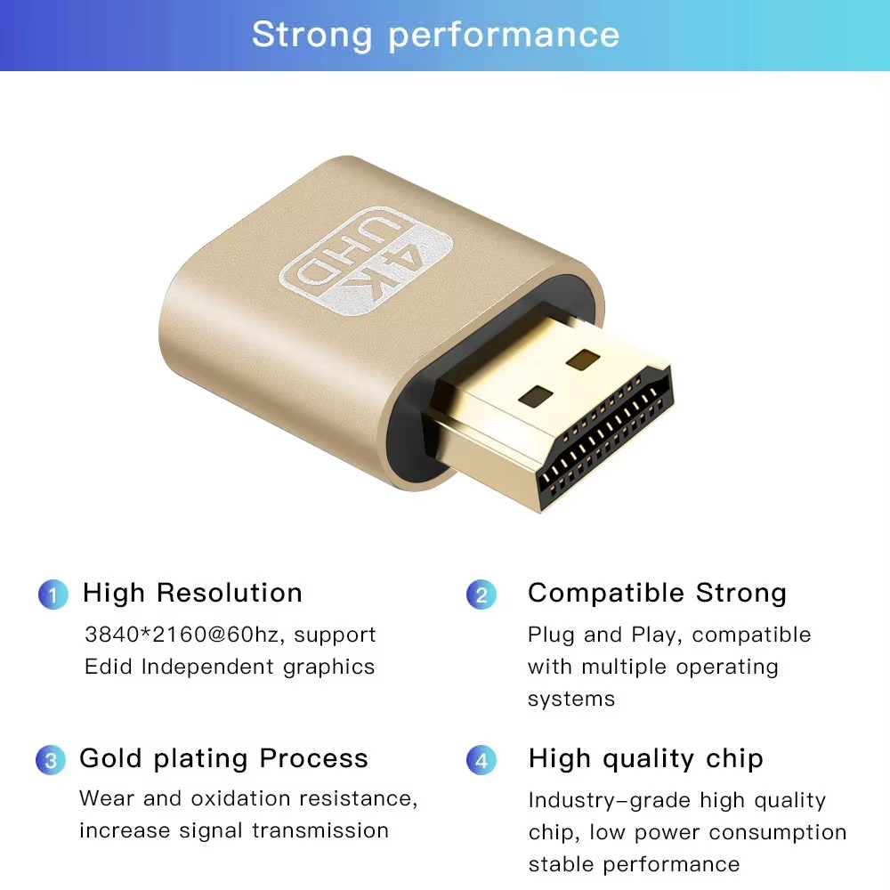 Vga Màn Hình Ảo Adapter 4K HDMI Tương Thích 1.4 DDC EDID Dummy Cắm Không Đầu Ma Màn Hình Giả Lập Thẻ Video Khóa Tấm