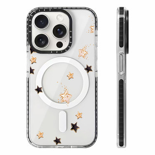 Trừu Tượng Ngôi Sao Vàng Sạc Từ Tính Không Dây Tương Thích Cho IPhone11 12 13 14 15 16ProMax Cover 16PLUS Silicon Mềm Trong Suốt Ốp Lưng Chống Sốc