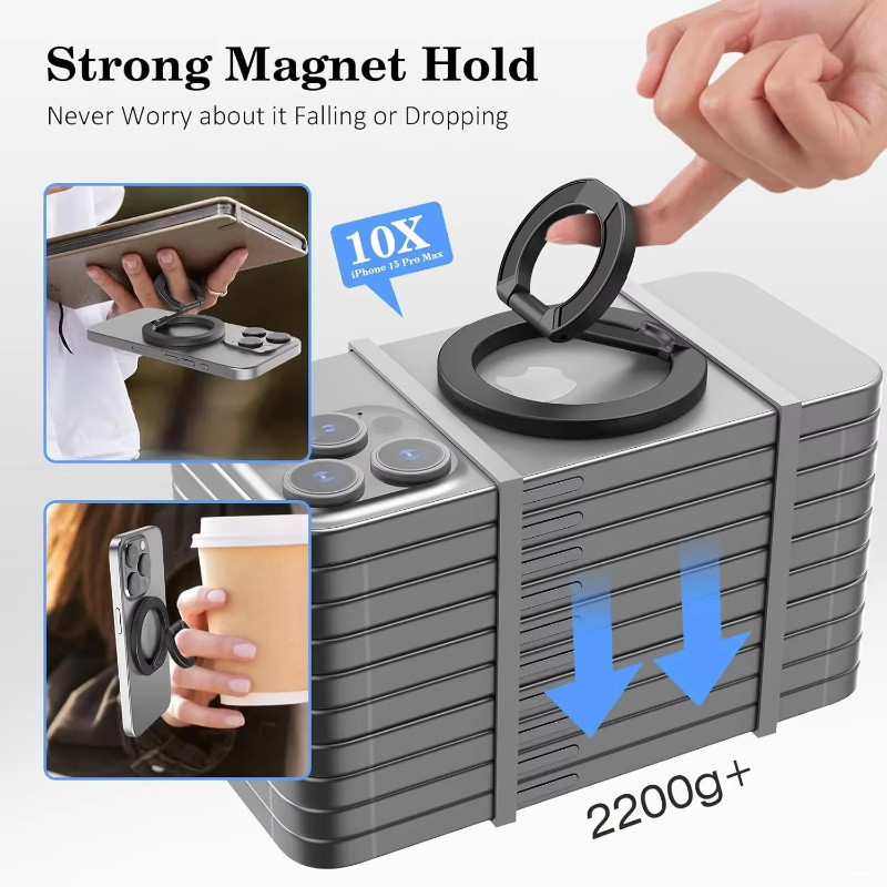 Giá đỡ điện thoại hợp kim nhôm đa năng 360° Ring Cell Có Thể Gập Lại Di Động Hai Mặt Giá Đỡ Grip Phụ Kiện Điện Thoại Di Động Từ Tính