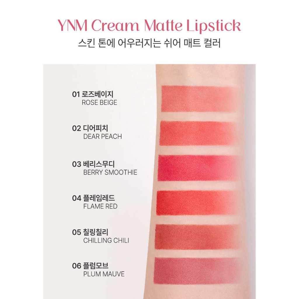 Mô tả Son Kem Siêu Lì YNM Cream Matt Lipstick Mịn Mượt, Mờ Rãnh Môi 5g - Daily Beauty - 5