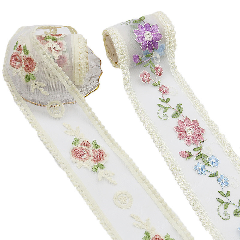 Vải hoa hồng thêu ren 8-9cm, phù hợp may quần áo và làm rèm cửa, style retro Pháp (2 Yard/gói)