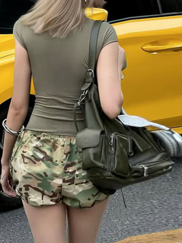 Lan ~ American Hot Girl quần short quân đội xanh thoáng mát, co giãn, thiết kế độc đáo