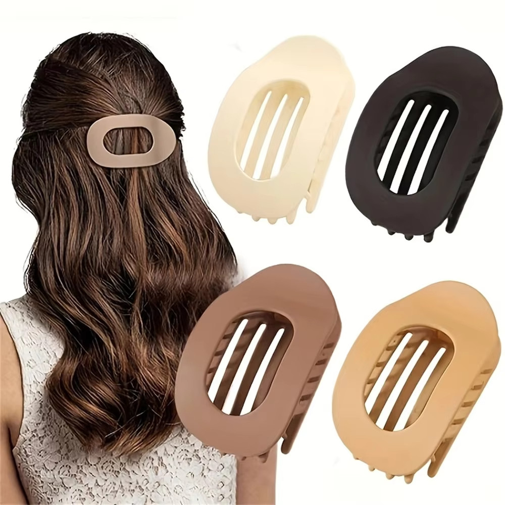 4 cái/bộ kẹp tóc mờ acrylic tròn mỏ vịt mới, thời trang màu trơn - phụ kiện tóc nữ