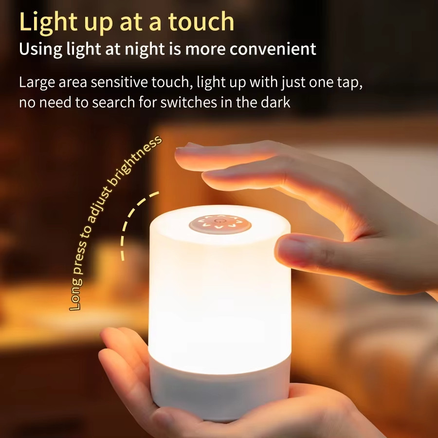 Đèn ngủ cảm ứng LED Đèn bàn sạc USB có công tắc điều khiển từ xa 3 màu có thể điều chỉnh độ sáng Đèn ngủ đầu giường Trang trí phòng ngủ