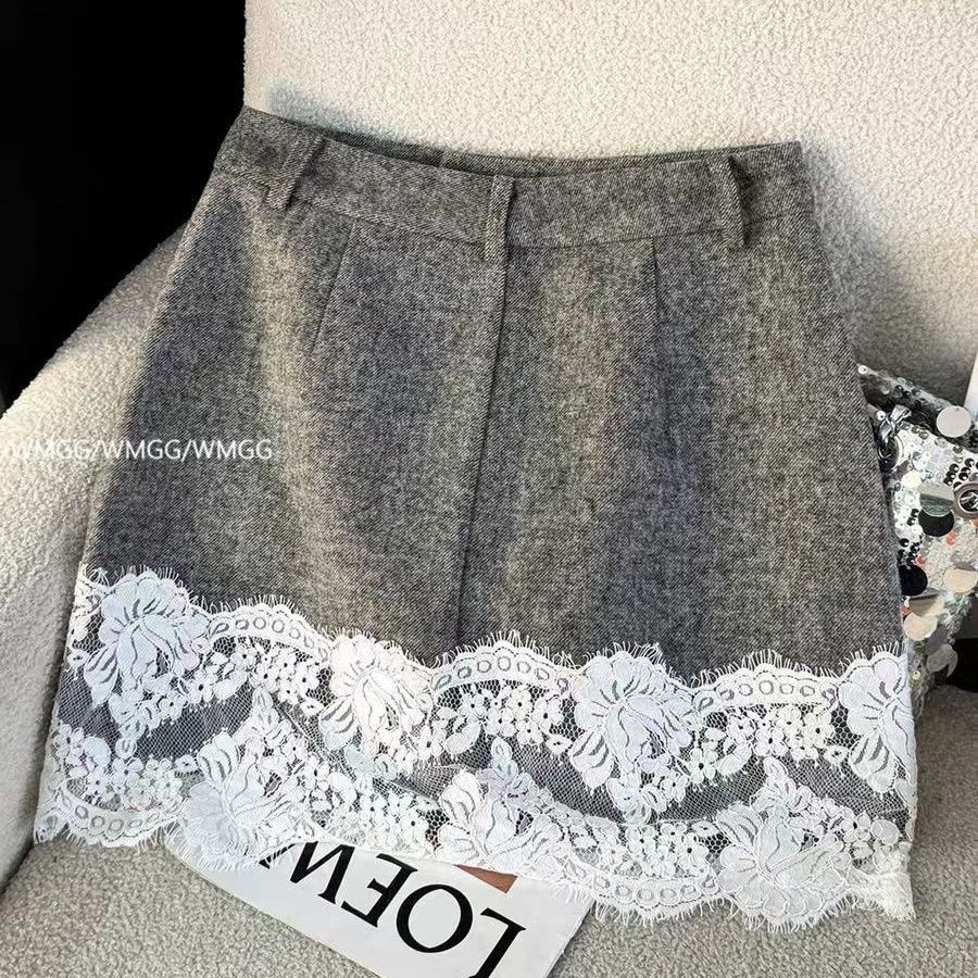 Lan ~ Thiết Kế Thời Trang Ren Khâu Váy Len Sản Phẩm Mới Cao Cấp Ôm Hơn Nhìn Chữ A Váy Nữ