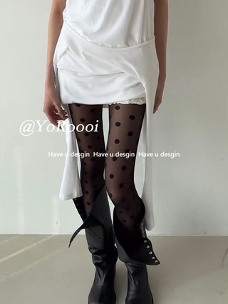 Have u desgin Phong Cách Hàn Quốc ins Blogger Cùng Phong Cách Xuân Hè Big Chấm Bi Trắng Thoáng Khí Dài Quần Legging Quần