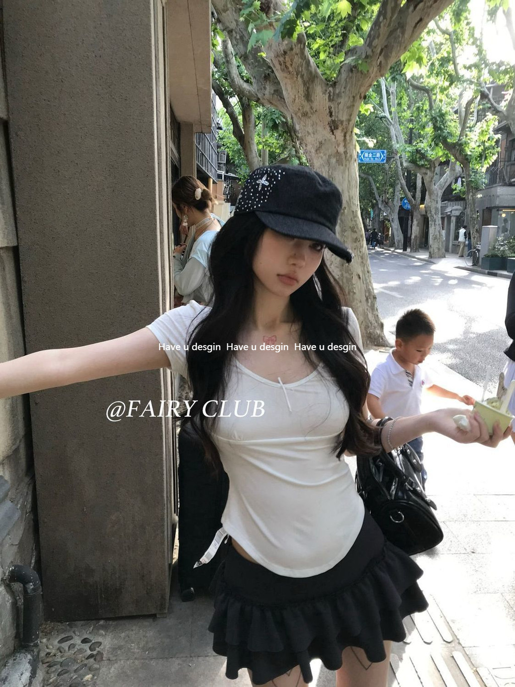 Have u desgin Phiên Bản Hàn Quốc Phù Hợp Với Kim Cương Giả Flat Top Mũ Bóng Chày Nữ Retro Cowboy Hot Girl Thể Hiện Mặt Mũ Nhỏ Mũ Niche Anh