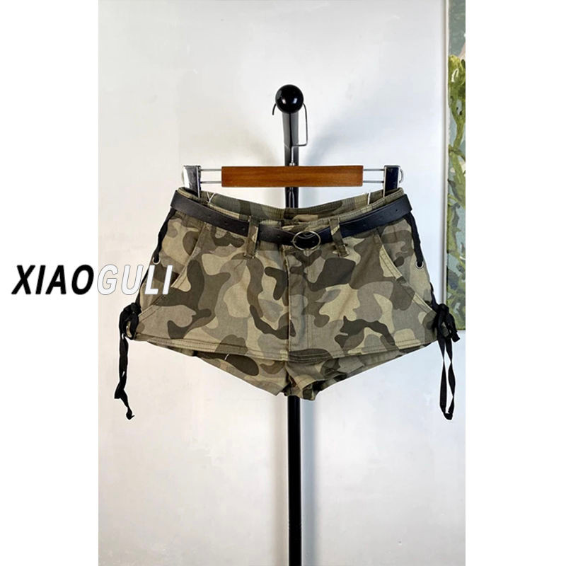 Lan ~ Design Feel Hot Girl Ngụy Trang Chữ A Ngắn Culottes Nữ Mùa Hè Phong Cách Mới Phối Ren Nơ Chữ A Denim Siêu Quần Short