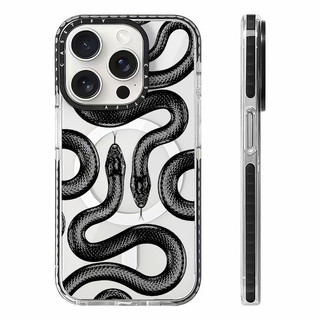 CASETIFY Vỏ sạc từ tính không dây Black King Snake chất lượng cao Tương thích cho IPhone11 12 13 14 15 16 Pro Max Cover 16 PLUS Vỏ silicon mềm trong suốt Vỏ chống sốc