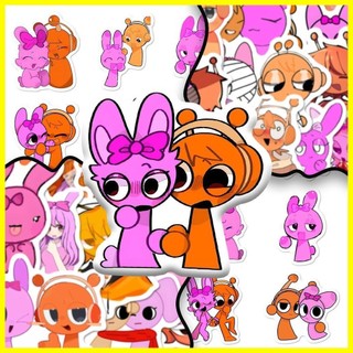[ZOCI] Sticker Sprunki (60 tờ) Nhãn dán CP màu hồng cam ins Hộp nhịp điệu Olenpingqi diy Notebook