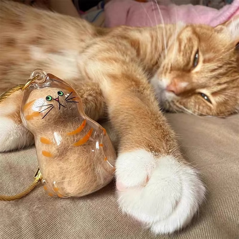 Mèo Dễ Thương Hộp Bảo Quản Tóc Mặt Dây Sáng Tạo Thú Cưng Bộ Sưu Tập Tóc Móc Khóa Treo Túi Mèo Treo Thú Cưng Chải Lông Quà Lưu Niệm Móc Khóa Phụ Kiện DIY Thiết Kế Thủ Công