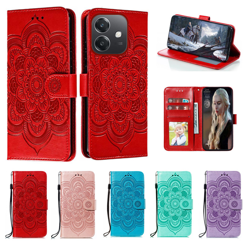 Ốp Điện Thoại Da Hoa Emboss Cho OPPO A5i 4G Datura Ví Flip Book Case Cover Funda