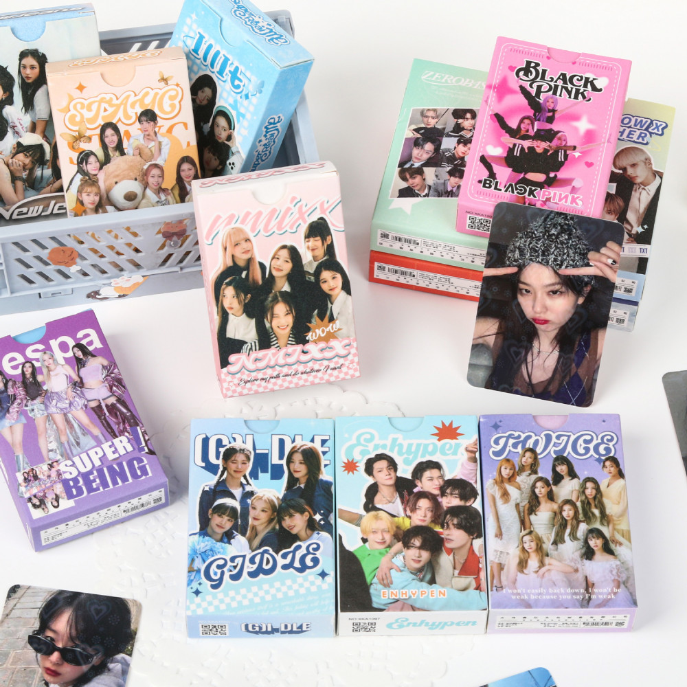 LINXX 55 Cái Bộ sưu tập ngôi sao Hàn Quốc Dòng Lomo Cards HD Laser Hình ảnh ba chiều 3 Inch KPop Bộ sưu tập Photocards Quạt Hàng hóa Bộ quà tặng Đồ dùng câu lạc bộ quạt cao cấp