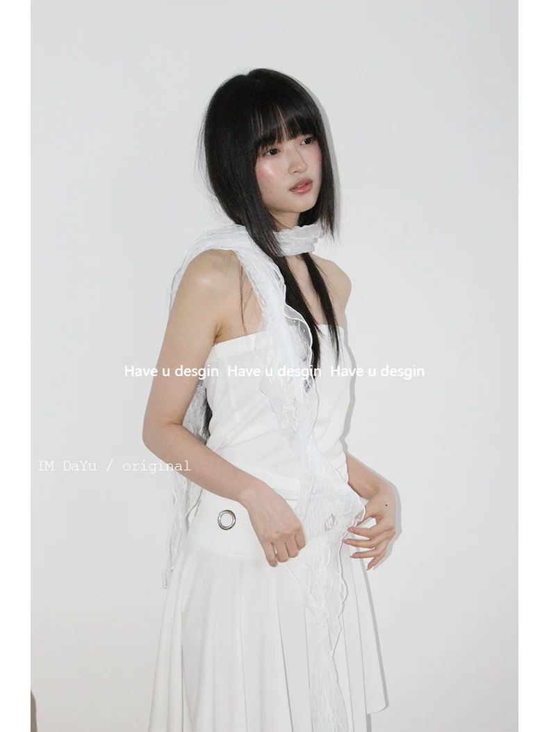 Have u desgin Ý Ren Chấm Bi Khăn Trùm Đầu Khăn Lụa Nữ ins Blogger Cùng Phong Cách Phong Cách Hàn Quốc Xù Mỏng Khăn Ruy Băng