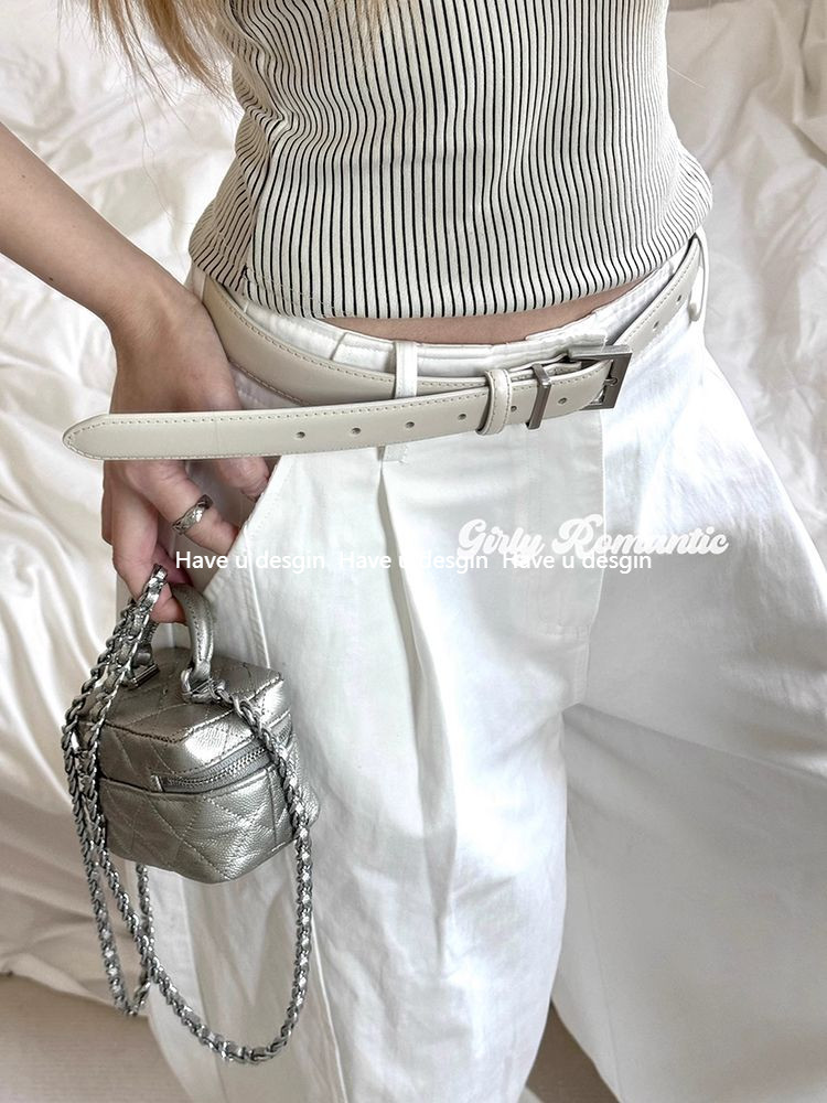 Have u desgin Oxygen Feel Thắt lưng trang trí màu trắng phong cách phụ kiện cao cấp phù hợp