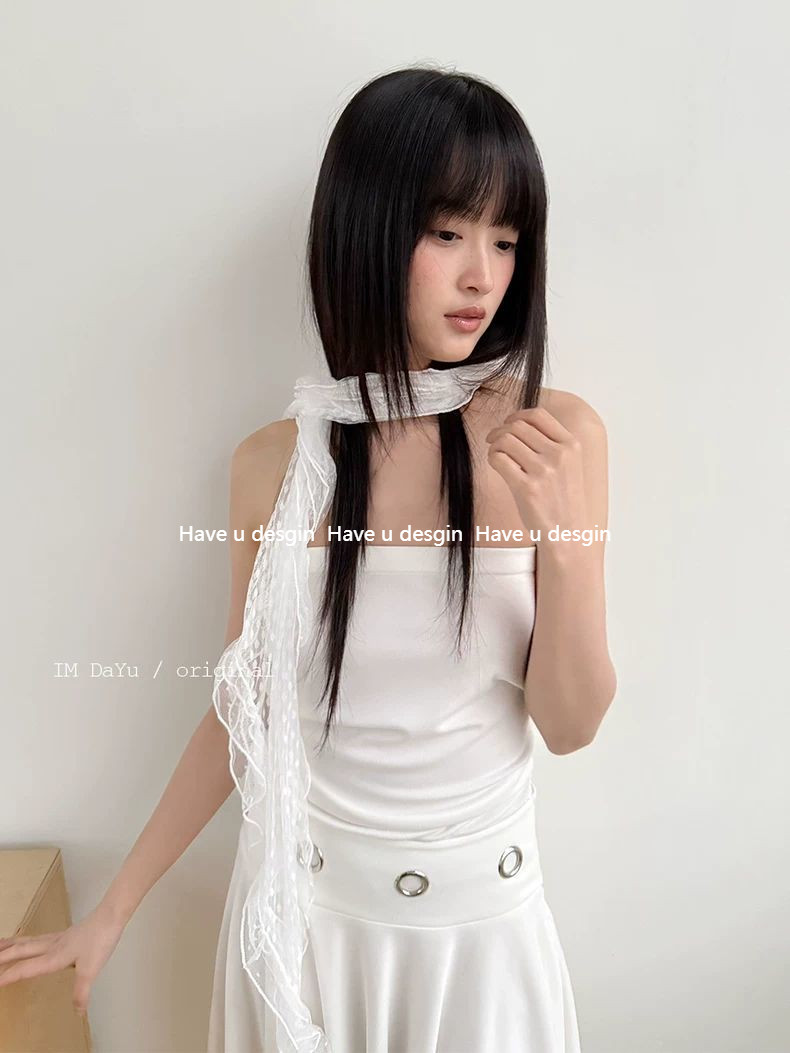 Have u desgin Ý Ren Chấm Bi Khăn Trùm Đầu Khăn Lụa Nữ ins Blogger Cùng Phong Cách Phong Cách Hàn Quốc Xù Mỏng Khăn Ruy Băng
