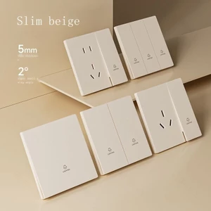 Kem nền ổ cắm công tắc siêu mỏng 86 loại che khuyết điểm Bảng màu be năm lỗ có điều khiển kép một mở