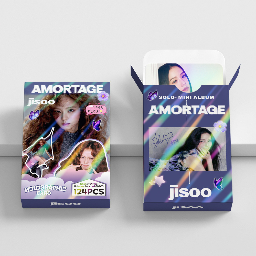 LINXX 124 Chiếc Blackpink JISOO Album AMORTAGE Lomo Cards HD Holographic Long Lanh Photocards Hàn Quốc Wave Fan Sưu Tập Kpop Thần Tượng Merch Thẻ Giao Dịch