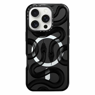 CASETIFY Vỏ sạc từ tính không dây Black King Snake chất lượng cao Tương thích cho IPhone11 12 13 14 15 16 Pro Max Cover 16 PLUS Vỏ silicon mềm trong suốt Vỏ chống sốc