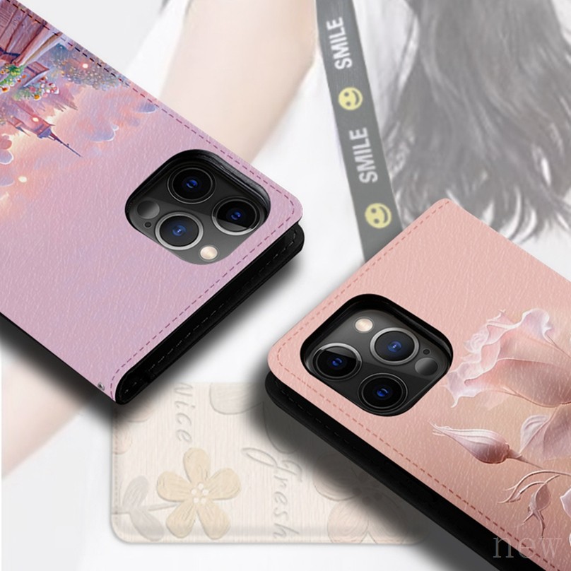 Ốp Da Bảo Vệ Thích Hợp Cho Sony Xperia Pro-I 5 III 10V XZ4 XZ5 Vỏ Điện Thoại Thẻ Hoa Ba Chiều Cổ Điển