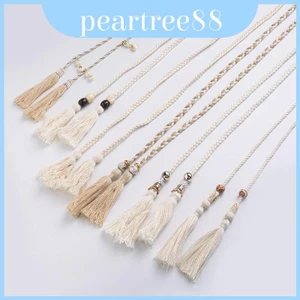 Dây thắt lưng lễ hội Bohemian có tua rua và hạt gỗ cho lễ hội nghệ thuật