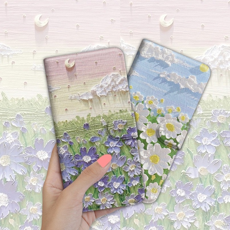 Ốp Điện Thoại Lật Tranh Sơn Dầu Samsung Thích Hợp Cho A80 A90 A82 M54 M52 F62 A24 A25 C55 Ốp Bảo Vệ Hoa Chống Sốc