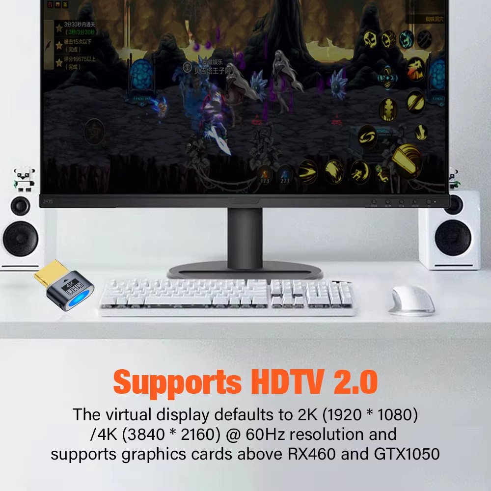 2025 Mới Tương Thích HDMI Cắm Giả 4k HDR Màn Hình Ảo EDID Giả Lập Bộ Chuyển Đổi Màn Hình Ma Không Đầu Hỗ Trợ Lên Đến 4k 60Hz
