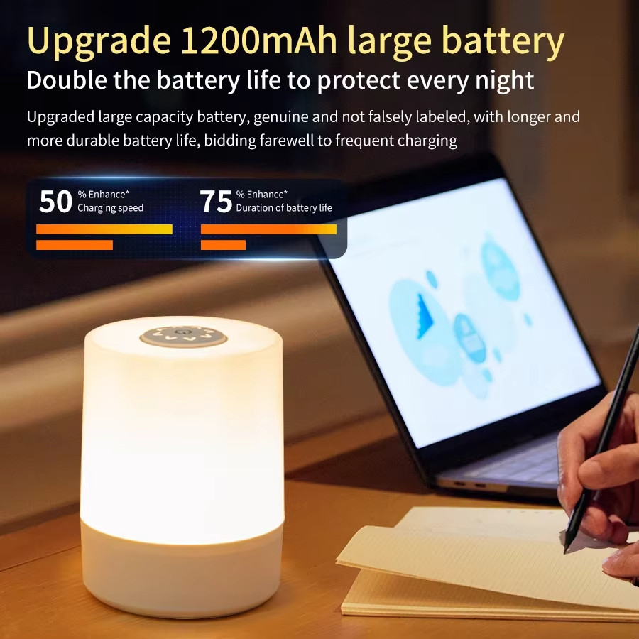 Đèn ngủ cảm ứng LED Đèn bàn sạc USB có công tắc điều khiển từ xa 3 màu có thể điều chỉnh độ sáng Đèn ngủ đầu giường Trang trí phòng ngủ