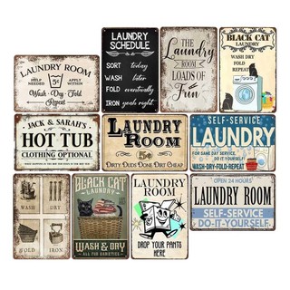 Phòng Giặt Retro Mảng Bám Dấu Hiệu Thiếc Tranh Ký Bồn Tắm Phòng Tắm Kim Loại Poster Dán Tường Vintage Trang Trí Nhà Tấm 20x30cm