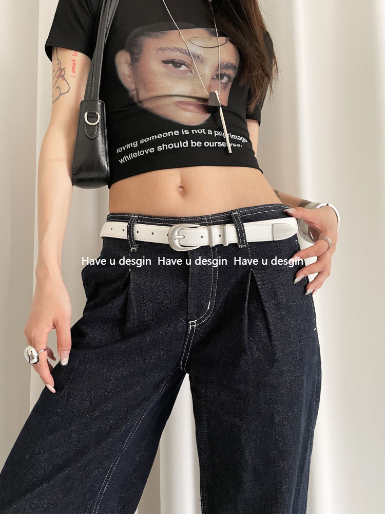 Have u desgin Đinh Tán Cao Cấp Màu Trắng Đơn Giản Preppy Phong Cách Thắt Lưng Nữ Phù Hợp Với Thời Trang Độc Đáo Trận Đấu Quần Jean Thắt Lưng Trang Trí