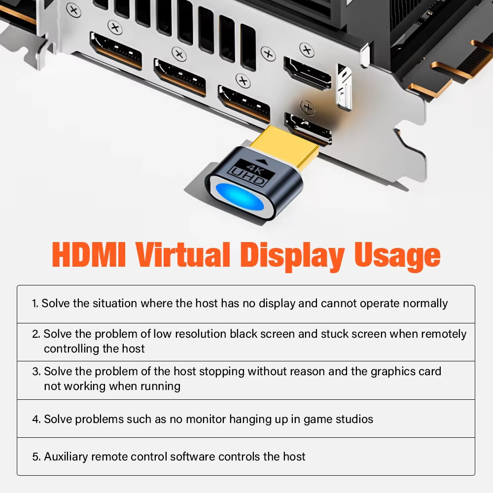 2025 Mới Tương Thích HDMI Cắm Giả 4k HDR Màn Hình Ảo EDID Giả Lập Bộ Chuyển Đổi Màn Hình Ma Không Đầu Hỗ Trợ Lên Đến 4k 60Hz