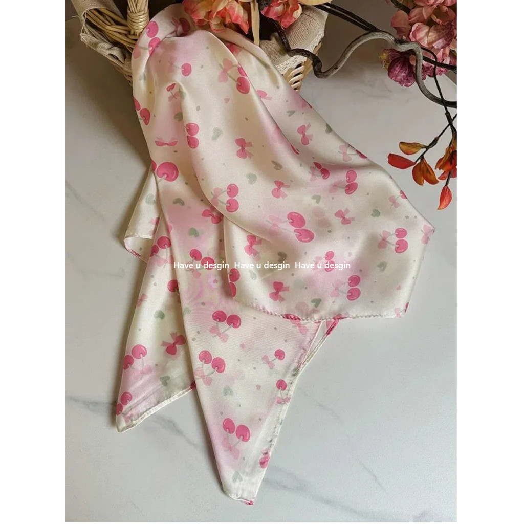 Have u desgin Phiên Bản Hàn Quốc Cảm Thấy Bầu Không Khí 70cm Khăn Vuông Khăn Trùm Đầu Nữ Hot Girl Ống Top Khăn Lụa Đi Biển Kỳ Nghỉ Che Nắng Đầu Chống Nắng