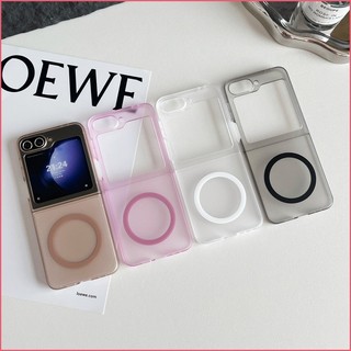 Ốp điện thoại kinh doanh từ tính màu kẹo 360 cho Samsung Galaxy Z Flip 6 5 4 3 Flip5 Flip4, chống sốc, bảo vệ