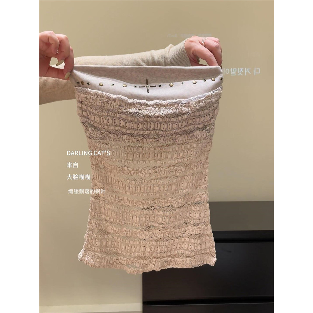 Hàn Quốc Ren Khâu Ống Áo Vest Nữ Mùa Hè Cô Gái Hẹp Eo Ôm Top