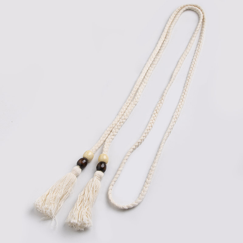 Dây thắt lưng lễ hội Bohemian có tua rua và hạt gỗ cho lễ hội nghệ thuật