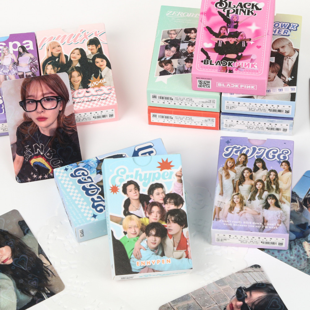 LINXX 55 Cái Bộ sưu tập ngôi sao Hàn Quốc Dòng Lomo Cards HD Laser Hình ảnh ba chiều 3 Inch KPop Bộ sưu tập Photocards Quạt Hàng hóa Bộ quà tặng Đồ dùng câu lạc bộ quạt cao cấp