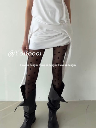 Have u desgin Phong Cách Hàn Quốc ins Blogger Cùng Phong Cách Xuân Hè Big Chấm Bi Trắng Thoáng Khí Dài Quần Legging Quần