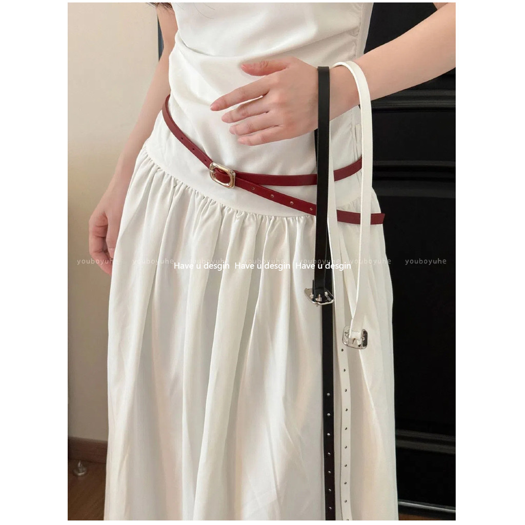 Have u desgin Tinh Tế Nữ Thắt Lưng Mỏng Đơn Giản Retro Vuông Pin Khóa Thắt Lưng Nhỏ Phù Hợp Với Cao Cấp Phù Hợp Với Pin Khóa Thắt Lưng