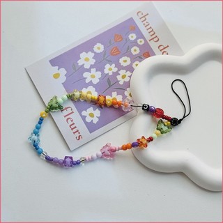 Bướm Ngọc Trai Trái Tim Cầu Vồng Cổ Tay Điện Thoại Charm Vòng Tay Cho Điện Thoại Tay Đa Năng Dây Buộc Cô Gái Quà Tặng